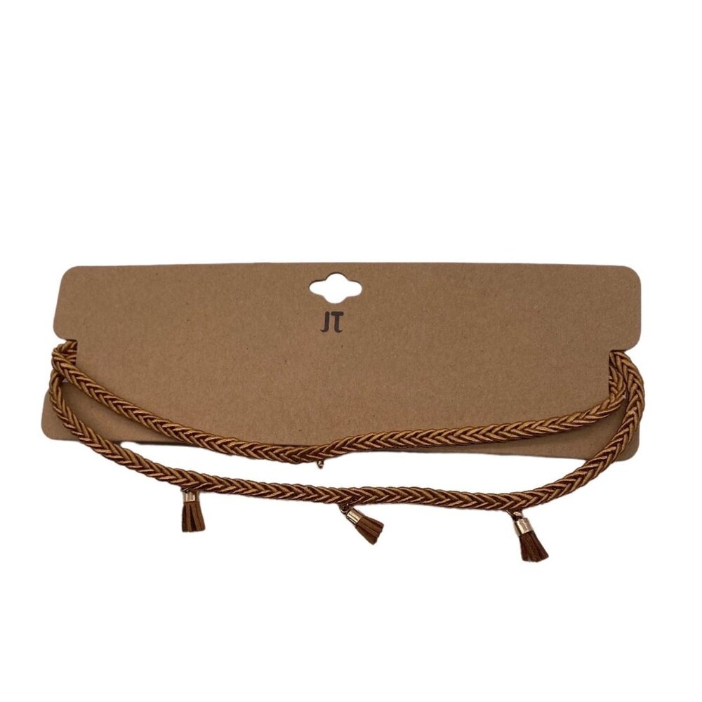 JT‎ Choker Necklace Womens Camel Braided Tassel Adjustable Jewelry